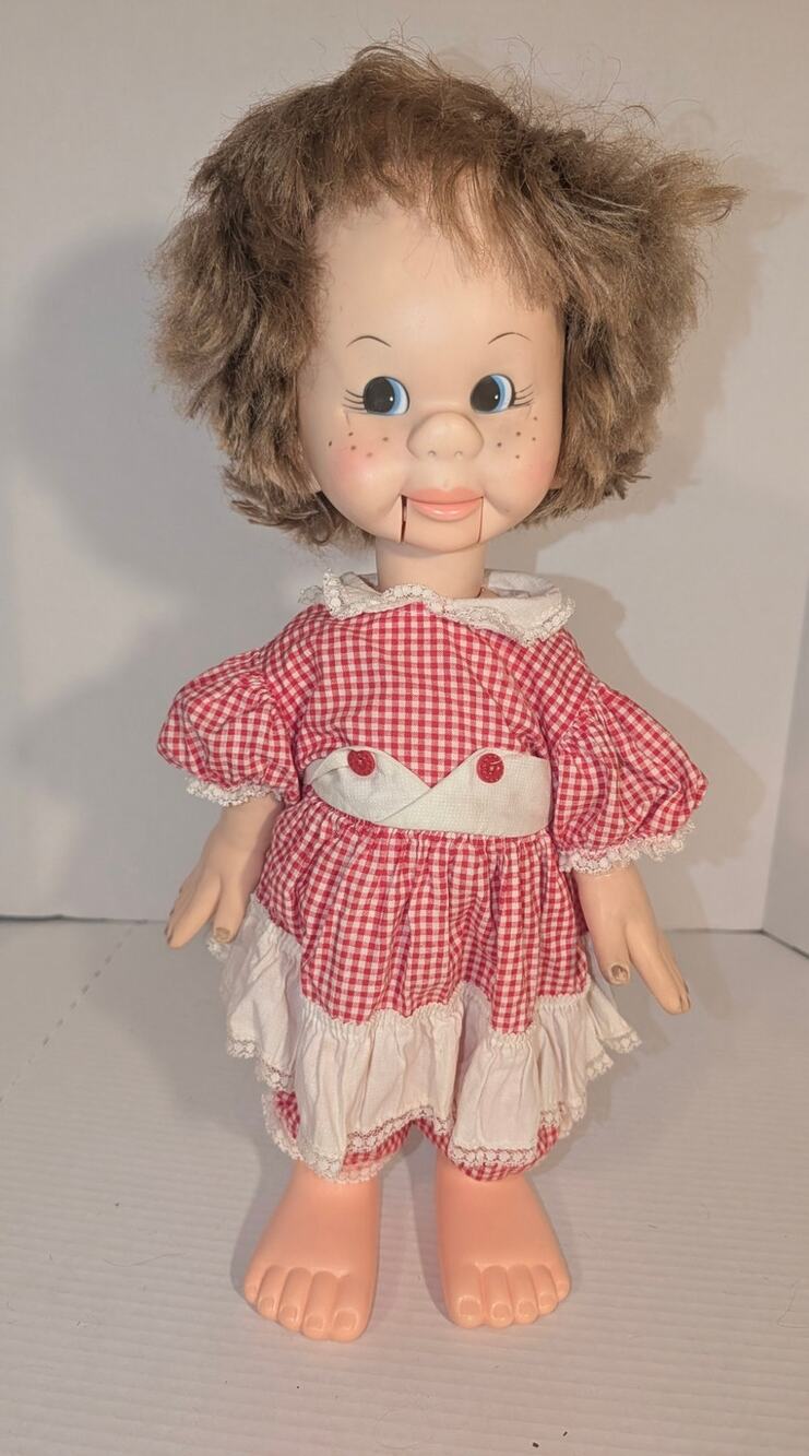 Vintage 1974 Horsman TESSIE TALK Ventriloquist Moving Mouth 18" Pull String Doll